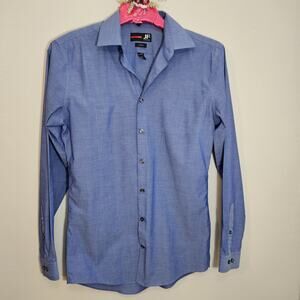J. Ferrar Slim Fit Classic Blue Dress Shirt Men's M Cotton Blend color shift